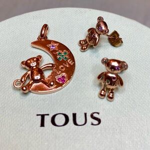 Tous bear gold rose earrings and charm